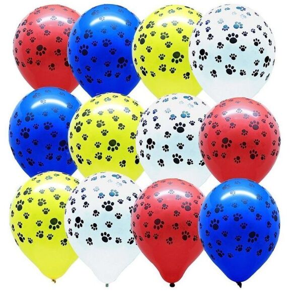 Gypsy Jade's Other - Paw Party Balloons | Red Yellow Blue | QTY 15 | 12"